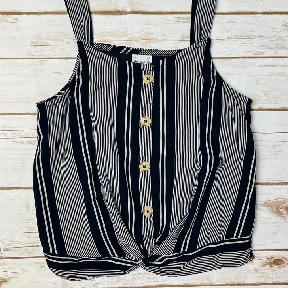 Abercrombie Kids Girls Navy Stripe Twist Front Tank Top Size 11 12 LIKE NEW